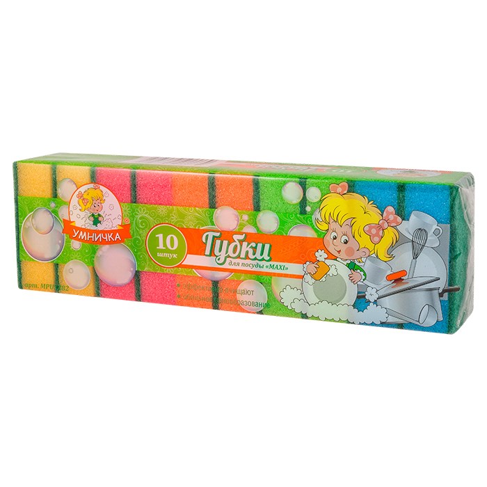 Губки д/посуды макси 10шт Флексопечать Умничка 1*26 MPU3282 - фото 160872