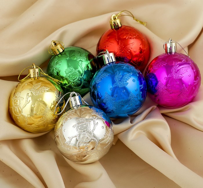 Набор шаров пластик d-6 см 6 шт Снеговичёк 3505667 3505667