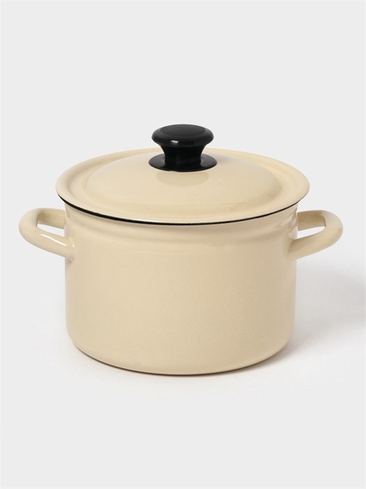 Кастрюля 3л эмаль цилиндр слоновая Без декора 10940092 10940092