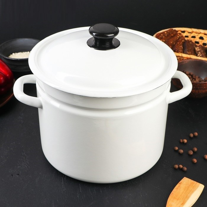 Кастрюля 7л эмаль цилиндр б/деколи белая 4842611 4842611