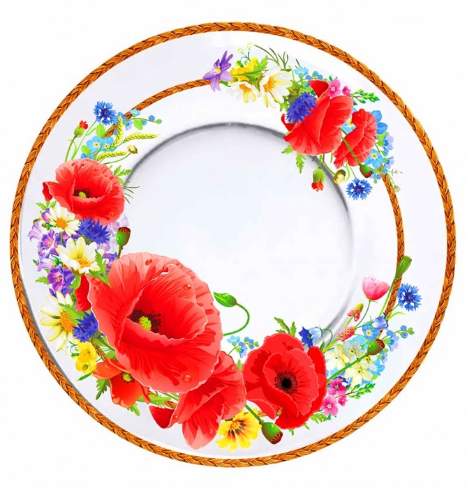 Тарелка сервировочная стекло Маковое поле 327/1-ДМП 327/1-ДМП