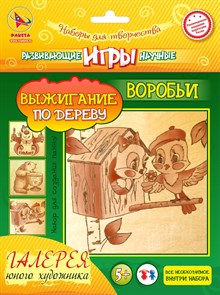 Выжигание-раскраска по дереву Воробьи 14,5*14,5см ракета 44106 44106