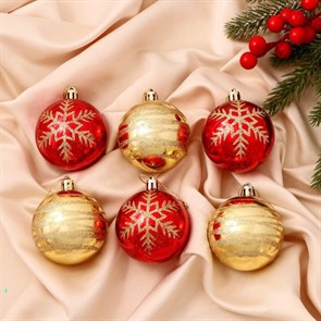 {{photo.Alt || photo.Description || 'Набор шаров пластик d-6 см, 6 шт Снежная феерия ассорти золотисто-красный 6536827'}}