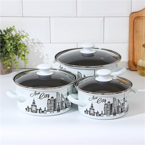 {{photo.Alt || photo.Description || 'Набор кастрюль эмаль Новый город 3 предмета: 1,5 л, 2,3 л, 3 л цвет белый 5094147'}}