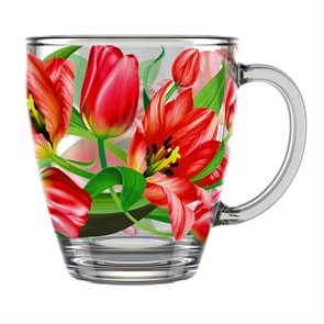 Кружка 0,35л стекло Тюльпаны арт.2025-ДТ 2025-ДТ