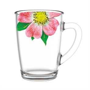 Кружка 0,3л стекло Живая природа.Китайская роза 334-ДК 334-ДК