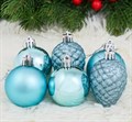 Набор украшений пластик 8 шт Небесный (4 шара d-5 см, 4 шишки) голубой 2131384 2131384