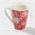 Кружка 0,28л фарфор Цветы на красном 2421416 2421416 - фото 169673